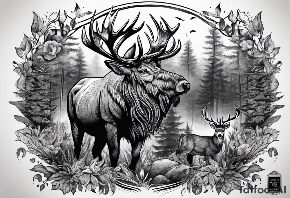 animals in the forest tattoo idea