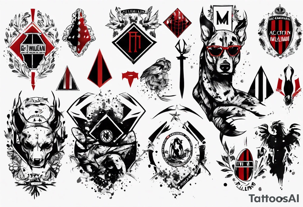 Ac milan, trash polka style tattoo idea