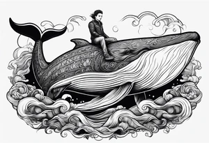 shynx cat riding a whale tattoo idea