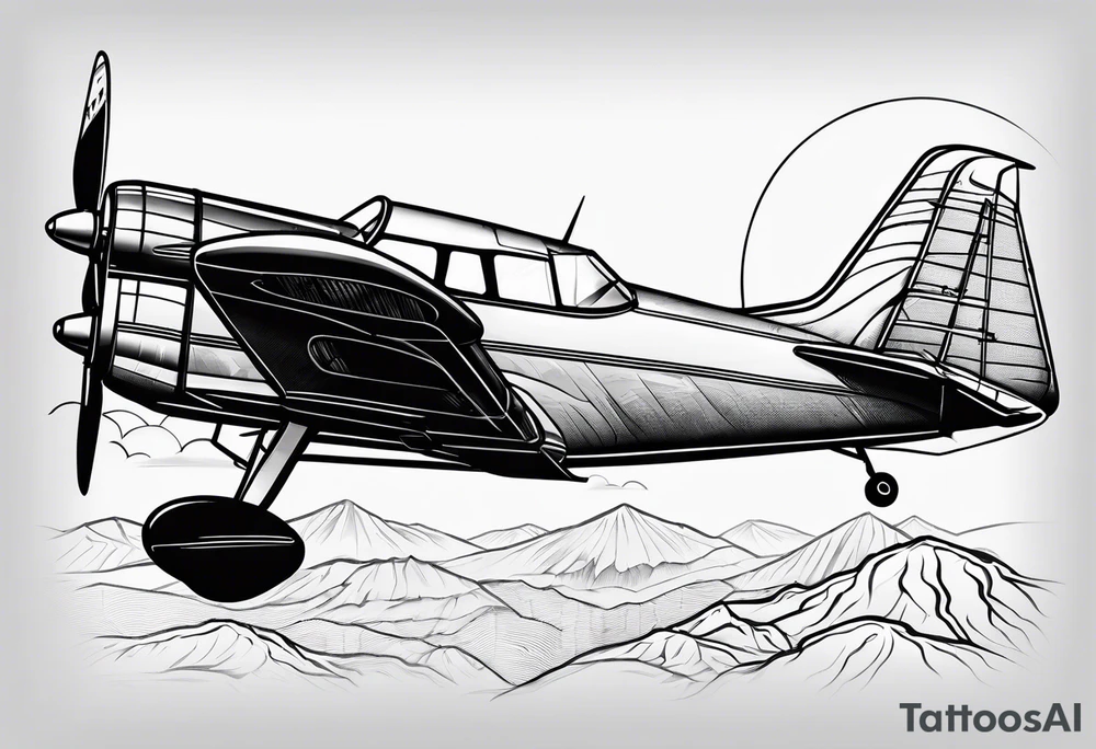 sketch of adventure plane in perspective from the bottom tattoo idea