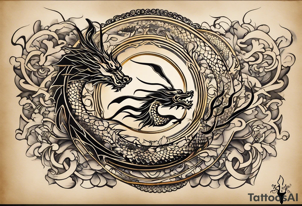Create a tattoo that symbolizes the power of the birth date April 18, 1988, which falls in the Year of the Dragon. The design should embody confidence and determination, as well as spiritual strength and growth, capturing the essence of both the Dragon's power and the transformative journey of personal development tattoo idea