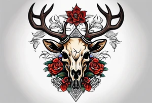 back tattoo of a front view reindeer  skull tattoo idea