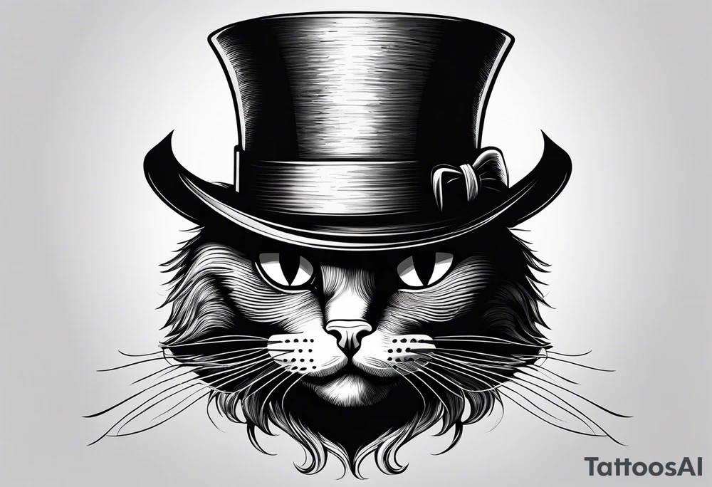 Black cat with a funny hat tattoo idea
