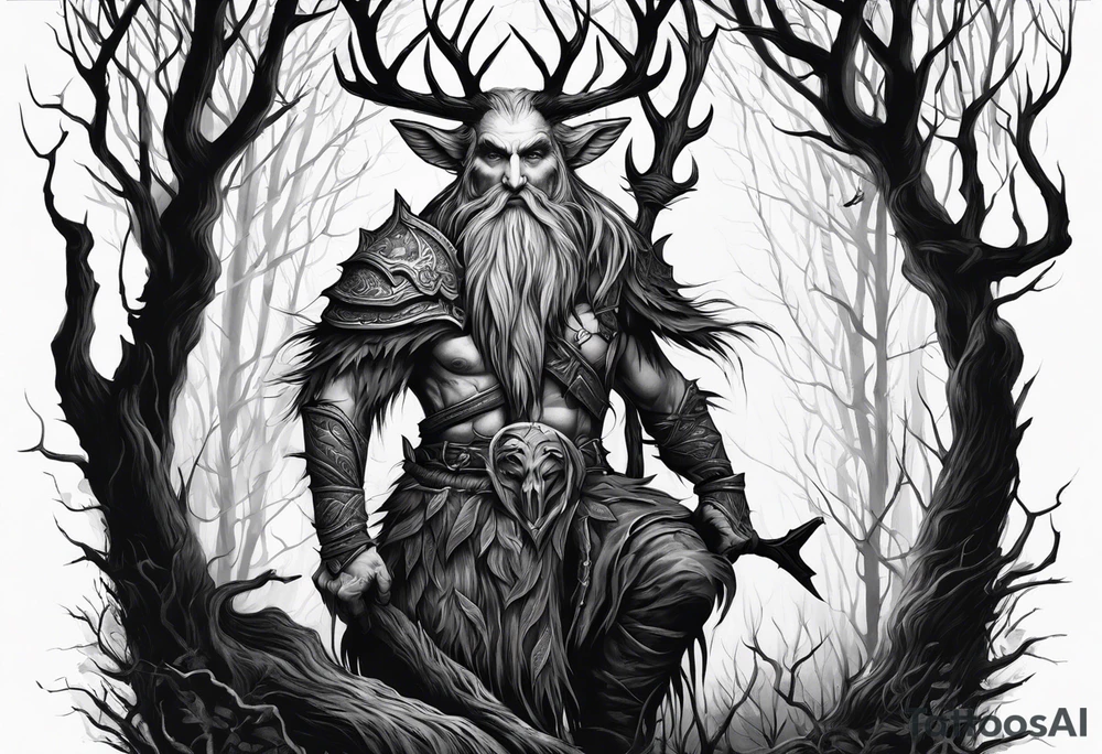 Leshy creepy birch tattoo idea