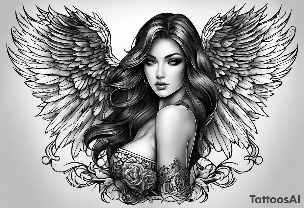 Female dark angel tattoo idea
