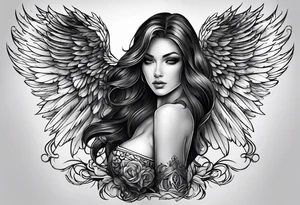 Female dark angel tattoo idea