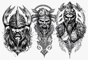 ocean gods gladiator war aggressive tattoo idea