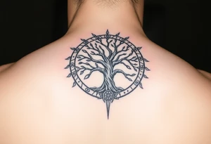 tree of life with circle of runes tattoo idea