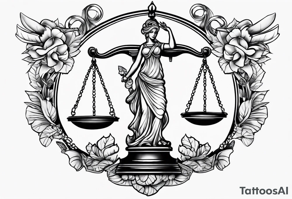 Themis with scales in hands tattoo idea