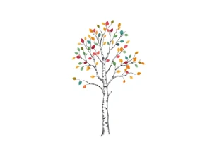 birch tree with coloured leaves tattoo idea