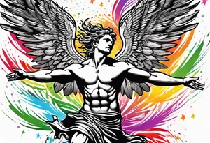 icarus greek design falling into an rainbow tattoo idea