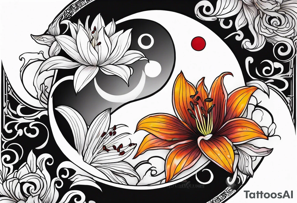 Yin Yang incorporated 
Lilies tattoo idea