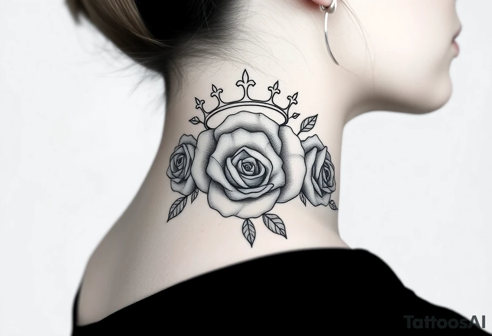 Roses with a crown tattoo idea