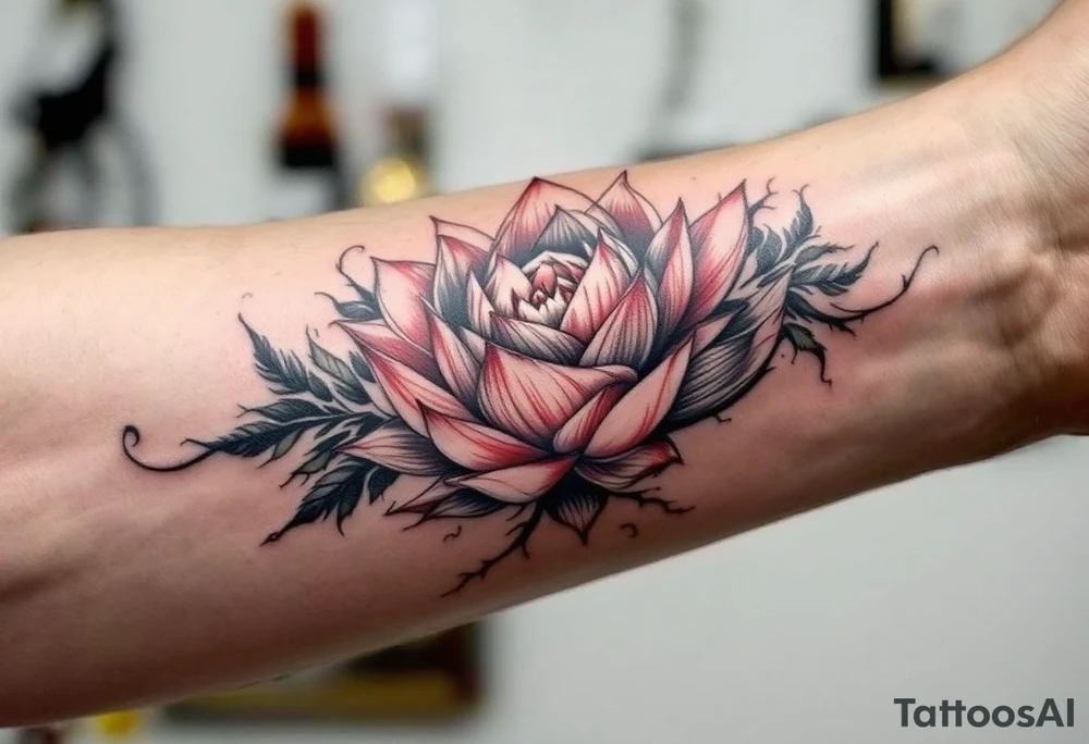 animal and lotus (make red and black) tattoo idea