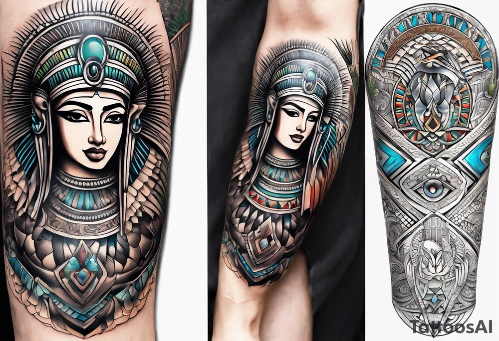 I would like a leg sleeve tattoo with a Atlanta theme with Egyptian art tattoo idea