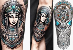 I would like a leg sleeve tattoo with a Atlanta theme with Egyptian art tattoo idea