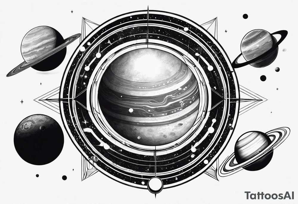 a geometric representation of the solar system tattoo idea