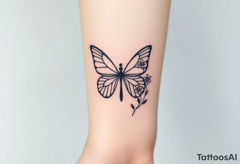 tattoo with butterfly: one side representing death and the other life. (from death to life) with a simple cross down the middle. The life side I's like the following flowers: Morning Glory, Lily of the Valley, Daffodil, Rose, Poppy, and Iris tattoo idea