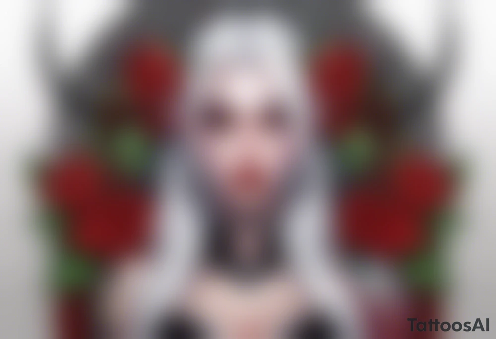 night elf demon hunter designed like harley quin with white hair and roses tattoo idea