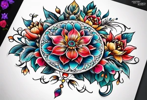 ornaments of flowers tattoo idea