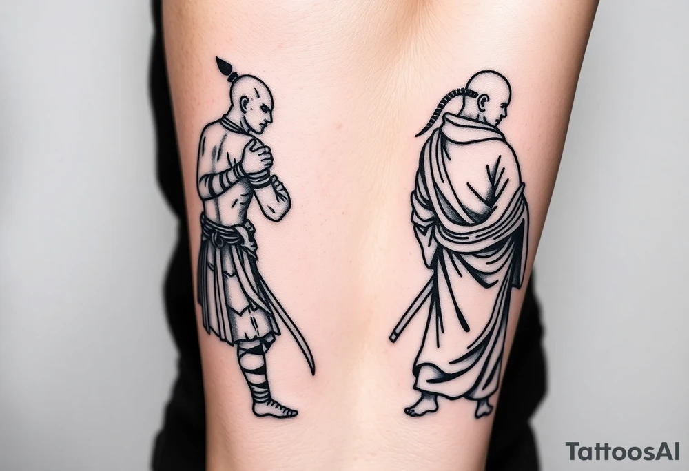 Warrior and Monk standing back to back tattoo idea