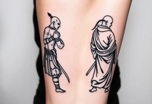 Warrior and Monk standing back to back tattoo idea