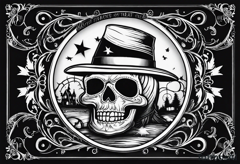 Trick or treat, 20 oz tumbler banner design, candy, minimalist, potions, brew, broom tattoo idea