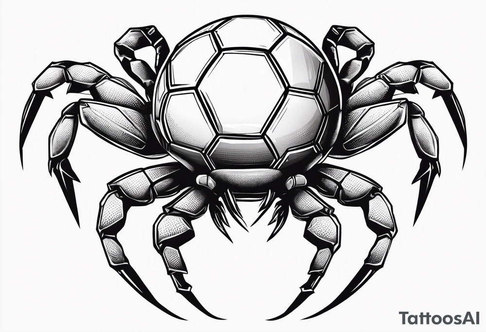 Yabbie holding a soccer ball with big claws tattoo idea