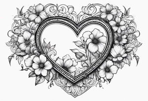 Heart shaped flower frame tattoo idea