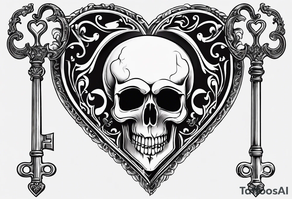 heart shaped skeleton key made of metal with the year 2016 included in the design. tattoo idea
