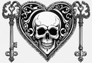 heart shaped skeleton key made of metal with the year 2016 included in the design. tattoo idea