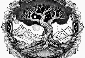 cosmic yggdrasil night sky tattoo idea