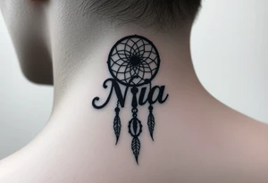 Name Nia in a dreamcatcher faded letters tattoo idea