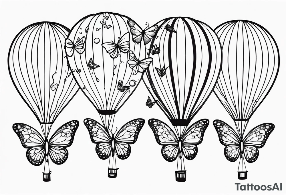 fairies and butterflies with balloons tattoo idea