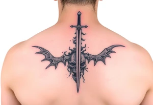 Fear god on left side only with the pain I’ve been feeling does not compare to the joy that’s coming down spine with a little sword at top tattoo idea