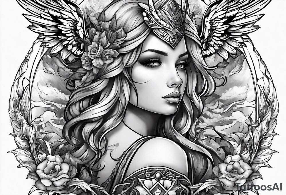 angel warrior tattoo idea