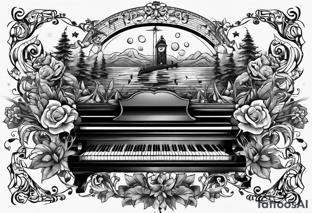 Music with guitar and piano and vocals tattoo idea