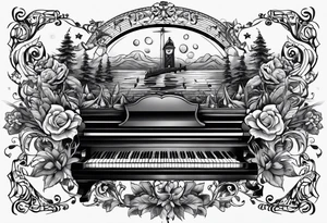 Music with guitar and piano and vocals tattoo idea