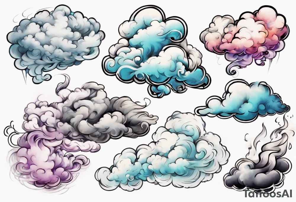 feminine cloud blowing smoke tattoo idea