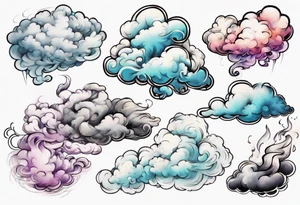 feminine cloud blowing smoke tattoo idea