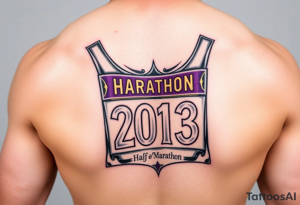 Half marathon bib 2013 purple and gold tattoo idea