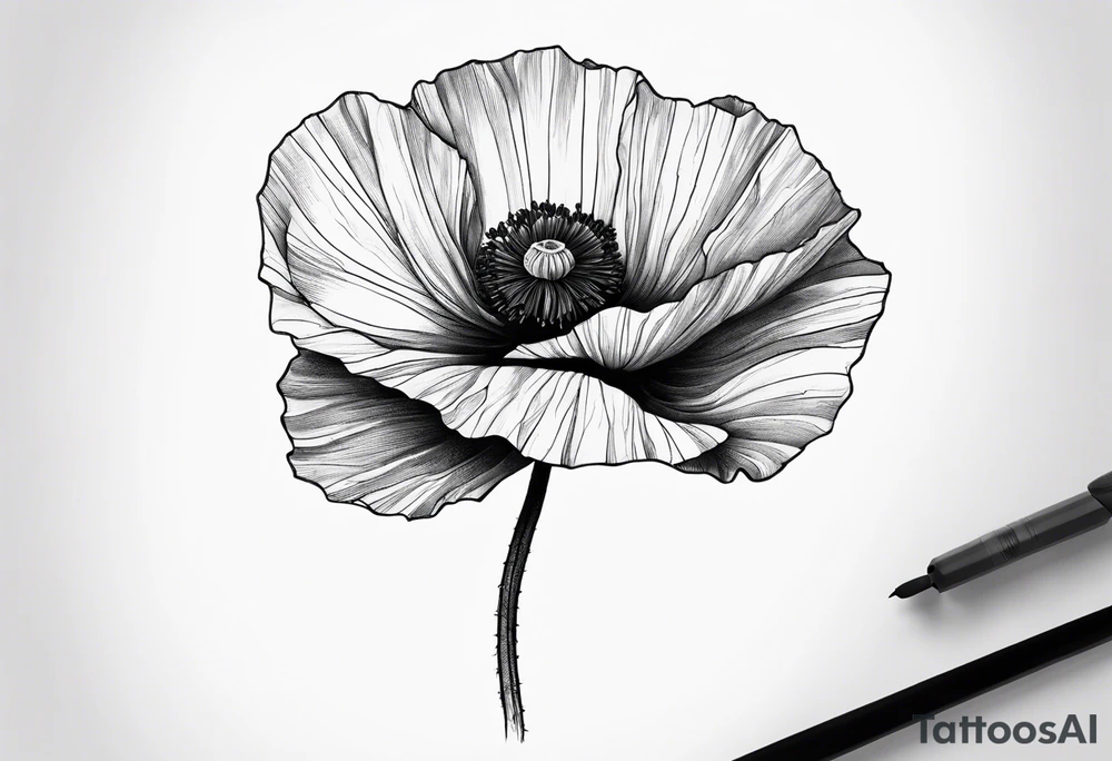 poppy plant growing out of sharp rock tattoo idea