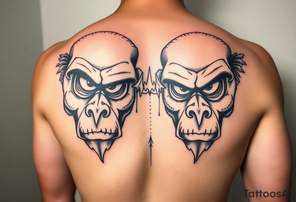 powerful faces with huge eyes tattoo idea