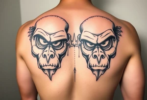 powerful faces with huge eyes tattoo idea