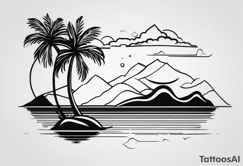 A lonely palm tree tattoo idea