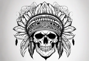 Native bonnet with skull tattoo idea
