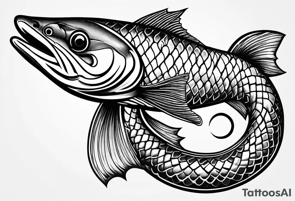 Musky with an infinity sign tattoo idea