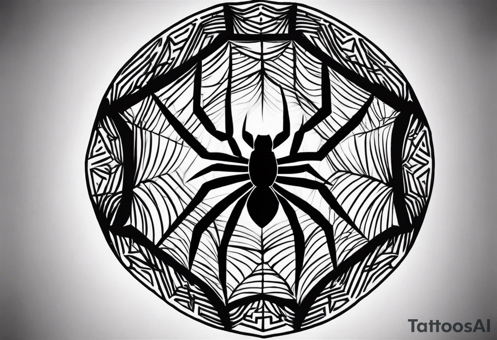 Design a powerful inner bicep tattoo for a dark-skinned black male featuring Anansi the Spider from Ghanaian mythology. Anansi is depicted weaving a web made from bright, crackling lightning bolts. The web extends outward from the center of the design, creating an intricate, flowing pattern. The lightning web should be sharp and dynamic, symbolizing energy and power, while Anansi sits calmly at the center, representing wisdom and control.

The spider should have a stylized, bold appearance, with strong, clean lines that stand out on dark skin. The lightning bolts in the web should feature bright, vivid colors like electric blue or white, contrasting well against the dark skin tone. Surrounding the web, subtle clouds or storm elements should fade into the background to create depth and dimension without overpowering the central design. Ensure that the web and lightning bolts are the primary focus, with fine detail that reflects both strength and intellect.” tattoo idea