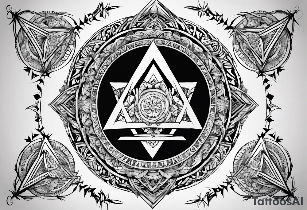 Pagan style tattoo circles triangles words symbols tattoo idea