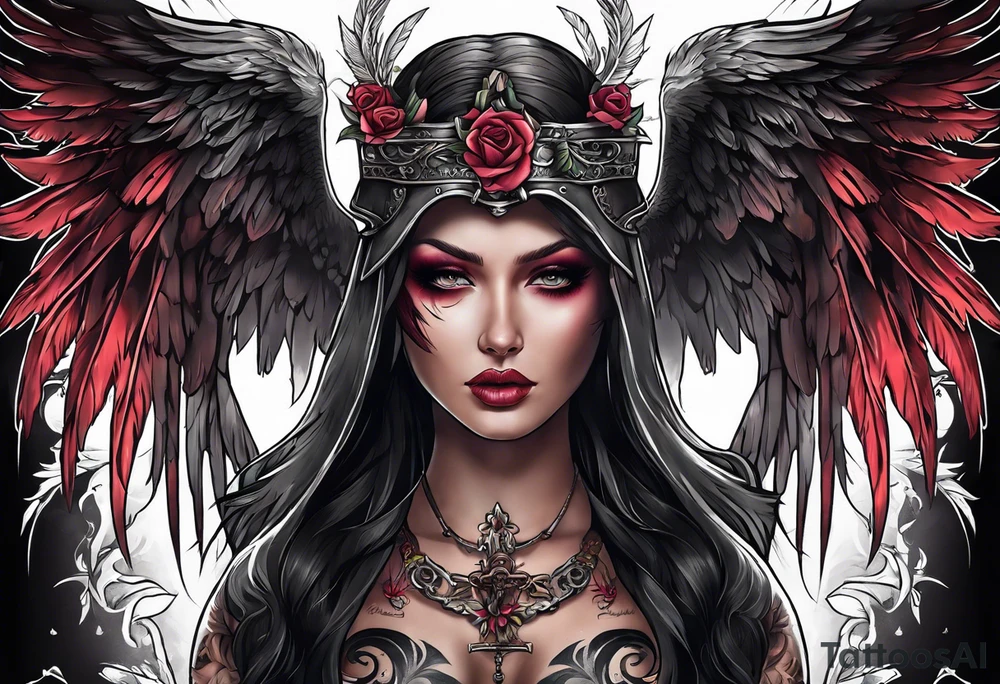 angel of death with a skull head tattoo idea